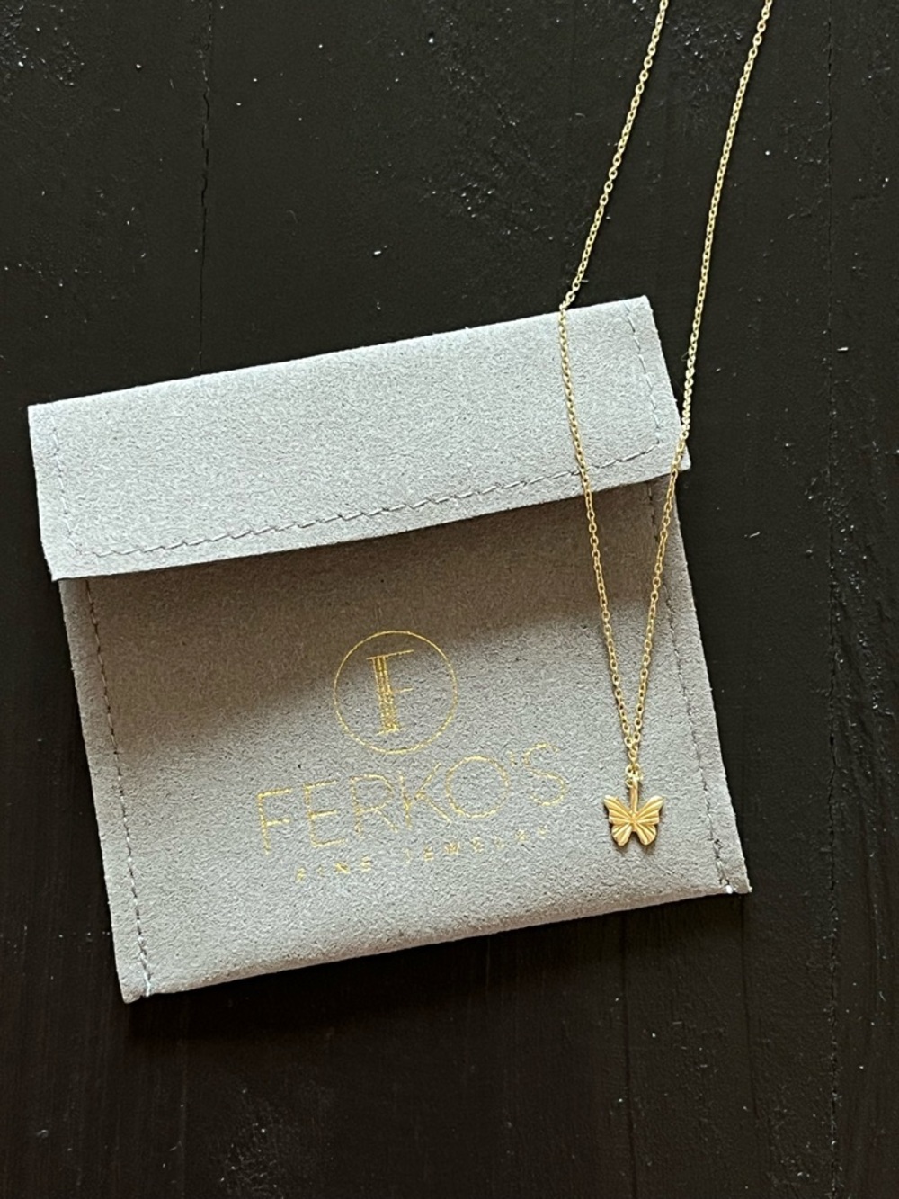 NWT Ferko’s 14k solid gold dainty butterfly charm necklace - Picture 2 of 3